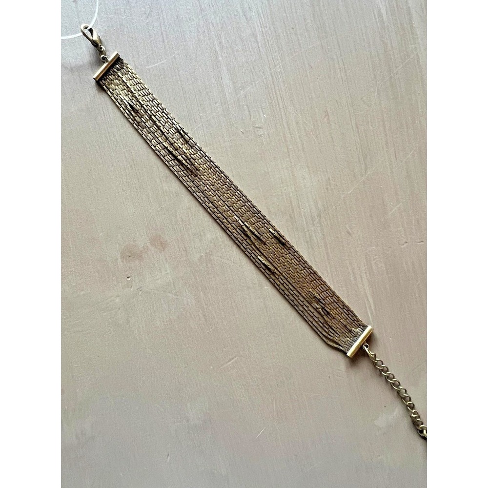 Gold Tone Multi Chain Bracelet Layered Textured Statement Boho Chic Elegant Mod‎